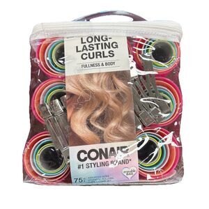 Conair Styling Long Lasting Curls Magnetic Rollers 75 Piece Set With Carry Bag